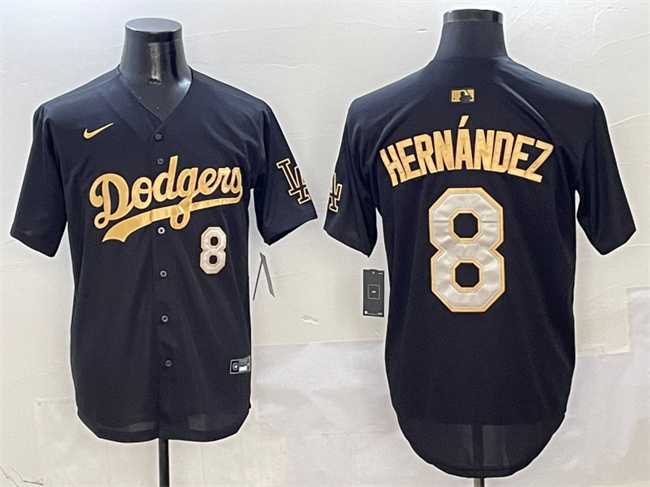 Men%27s Los Angeles Dodgers #8 Enrique Hernandez Black Gold Limited Stitched Jersey